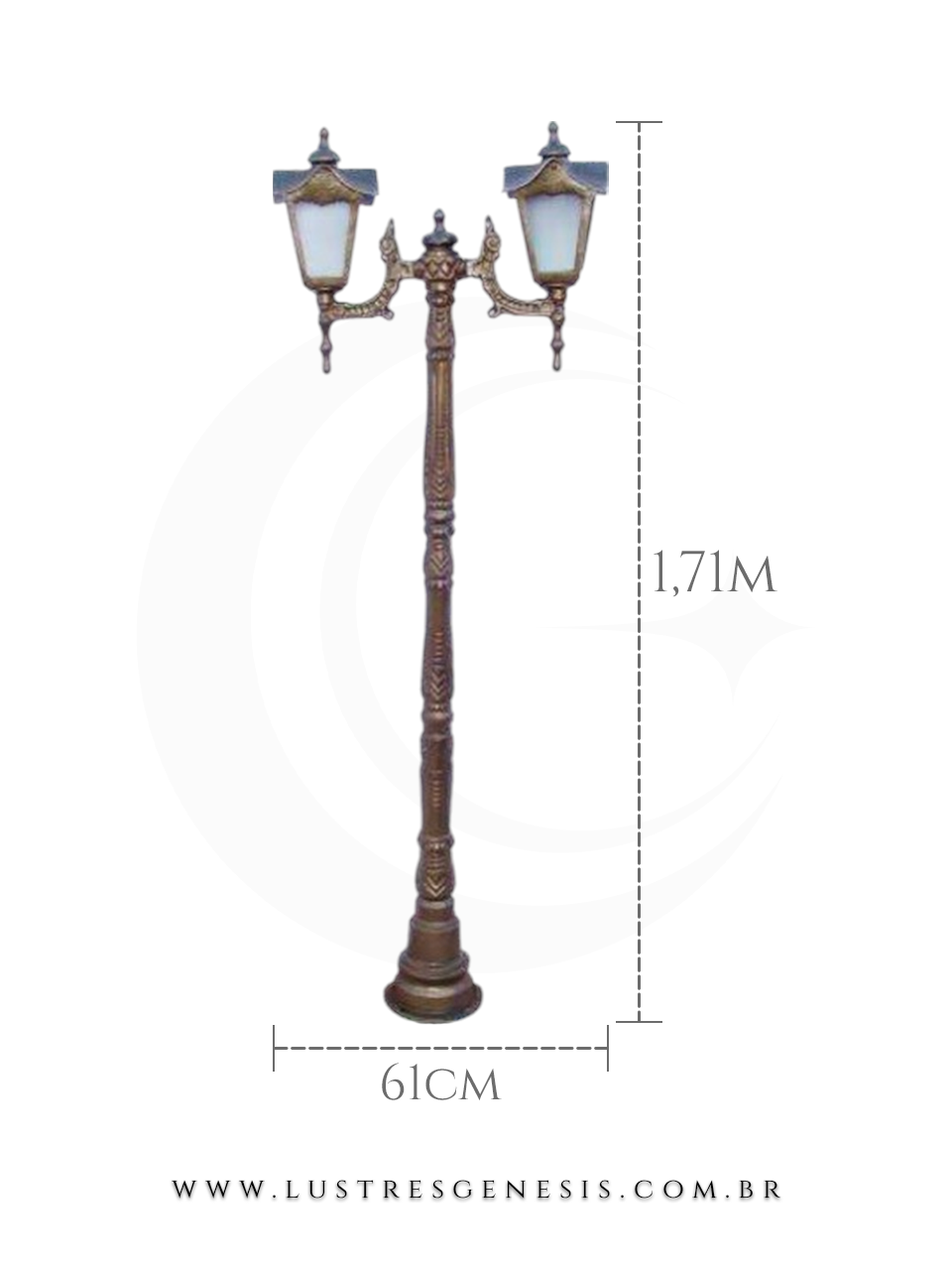 Poste de Ilumina&ccedil;&atilde;o externa Cl&aacute;ssico Retro 1,71m ou 1,99m estrutura robusta em alum&iacute;nio fundido para jardim e fachada